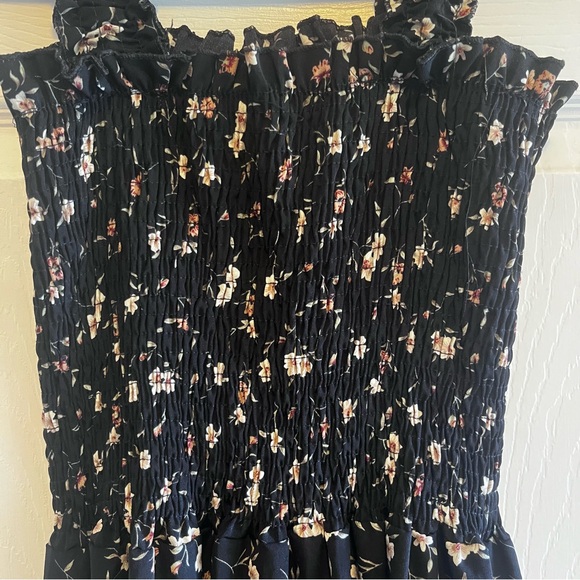 Floral Black Maxi Dress Rouched and Ruffles XS Whimsical Fairy Dress - Picture 4 of 7